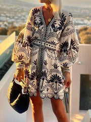 Fashion Printed Beach Loose Mini Dress - Calestra