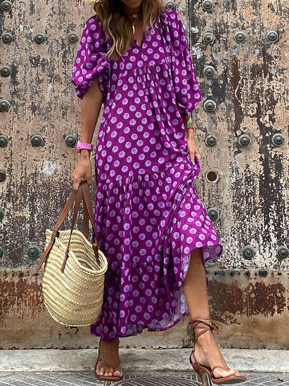 Bohemian Printed Maxi Dress - Calestra