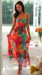 TradeTrends™ | Strap Floral Print Dress - Calestra