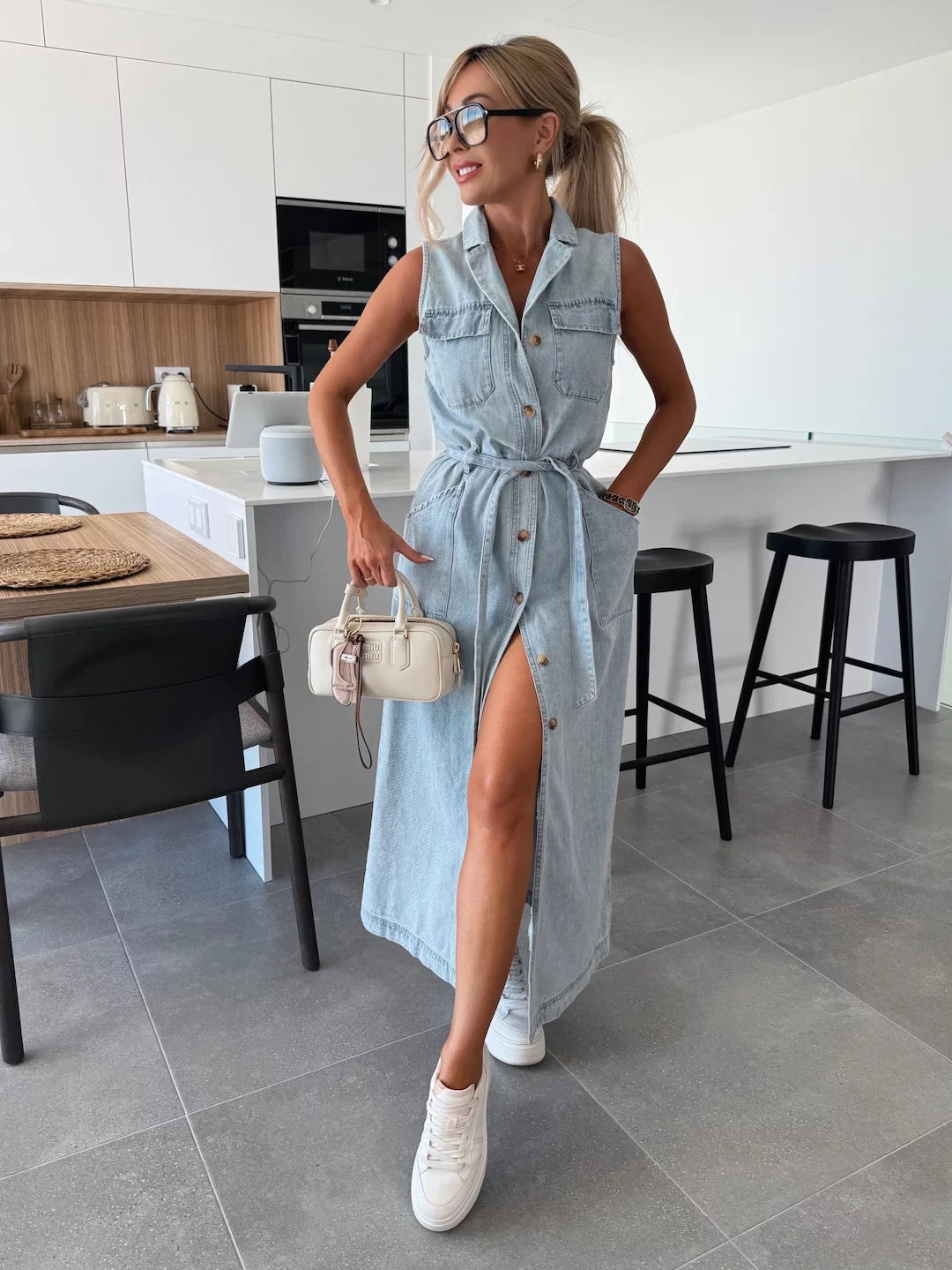Louisa | Maxi Denim Dress - Calestra