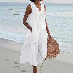 ✦ Calestra™ | Sand Whisper Linen Dress