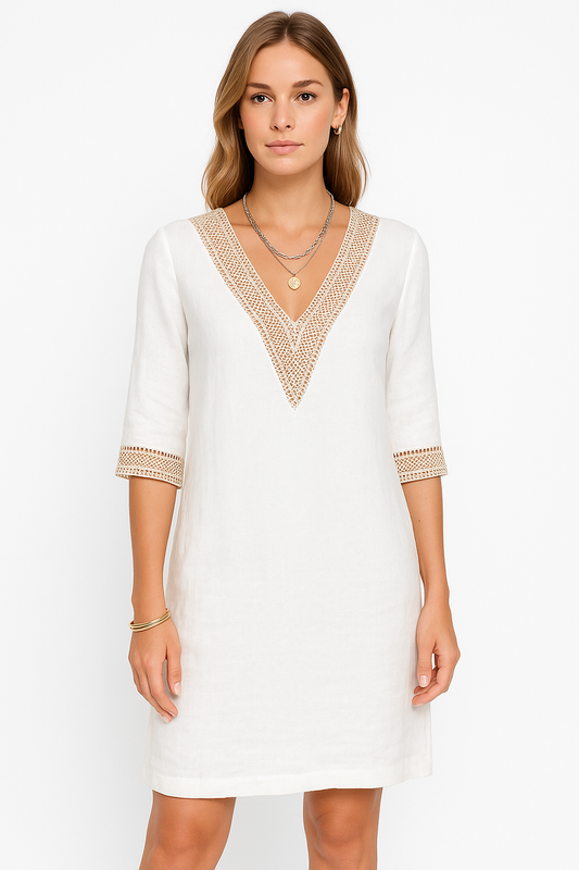 Linen Blend Midi Dress