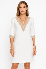 Linen Blend Midi Dress