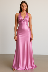 Satin Halter Maxi Gown