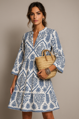 V-Neck Boho Midi Dress