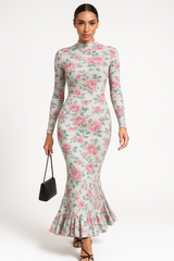 Floral Turtle Neck Maxi Dress