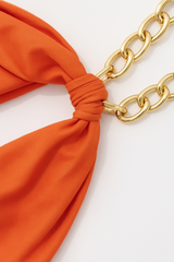 Halter Maxi Dress with Metal Chain Neck