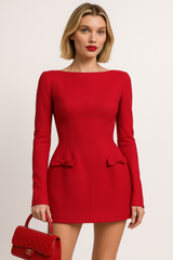 Double Bow Mini Dress – High‑Waist