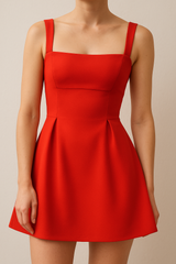 Square Neck Mini Bow Dress