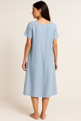 Cotton Blend V-Neck Maxi Dress