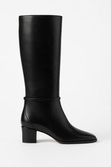 Square Knee-high Leather Boots