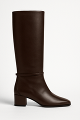 Square Knee-high Leather Boots