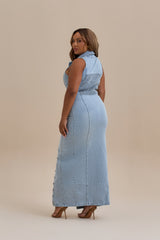 ✦ Dakota Button-Down Denim Maxi Dress