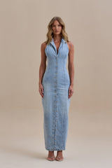 ✦ Dakota Button-Down Denim Maxi Dress