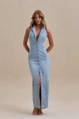 ✦ Dakota Button-Down Denim Maxi Dress