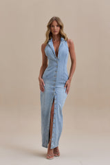 ✦ Dakota Button-Down Denim Maxi Dress