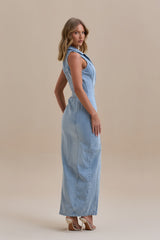 ✦ Dakota Button-Down Denim Maxi Dress