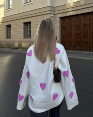 Sofie™ Oversized Dames trui met hartjes - Calestra