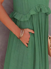 Elegant Ruffled Long Dress