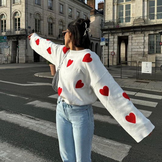 Sofie™ Oversized Dames trui met hartjes - Calestra