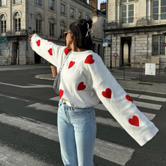 Sofie™ Oversized Dames trui met hartjes - Calestra