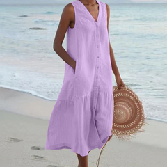 ✦ Calestra™ | Sand Whisper Linen Dress