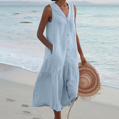 ✦ Calestra™ | Sand Whisper Linen Dress
