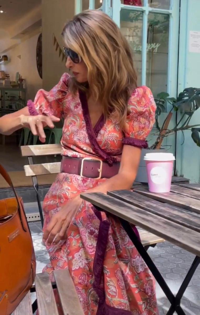 Elegant Pink Short Sleeve Maxi Dress - Calestra