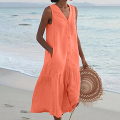 ✦ Calestra™ | Sand Whisper Linen Dress