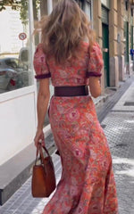 Elegant Pink Short Sleeve Maxi Dress - Calestra