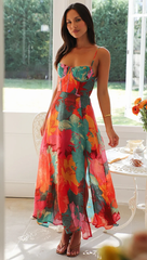 TradeTrends™ | Strap Floral Print Dress - Calestra