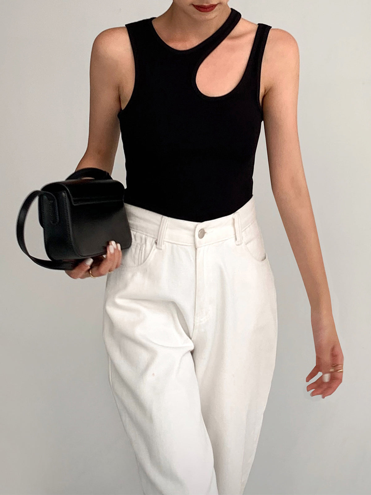 Semi-Sheer Cutout Tank Top - Calestra