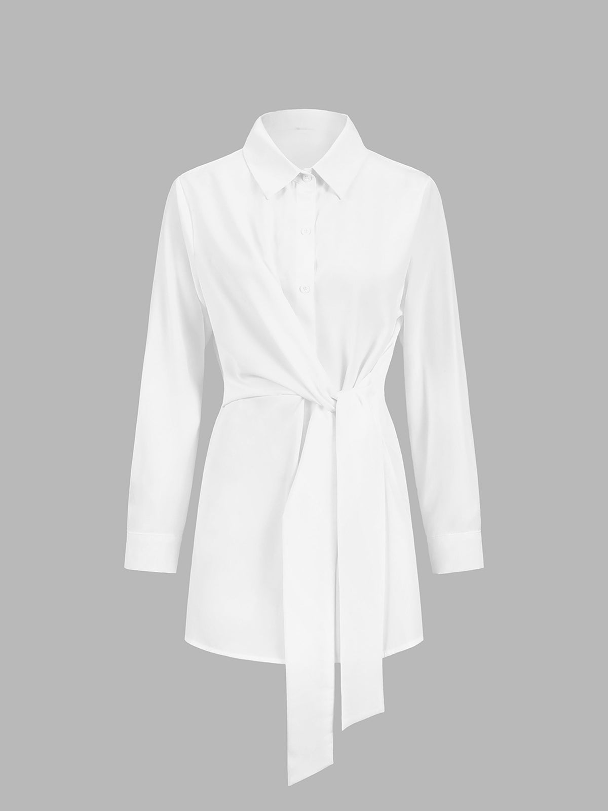 Semi-Sheer Button Down Tied Long Shirt - Calestra