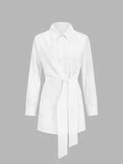 Semi-Sheer Button Down Tied Long Shirt - Calestra