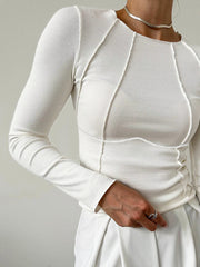 Basic Piping Long Sleeve Top - Calestra