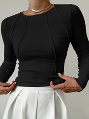 Basic Piping Long Sleeve Top - Calestra