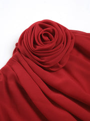 Chiffon Semi-sheer One Shoulder Asymmetrical Blouse - Calestra