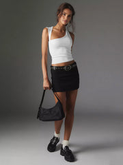 Asymmetric Neck Cut Out Tank Top - Calestra