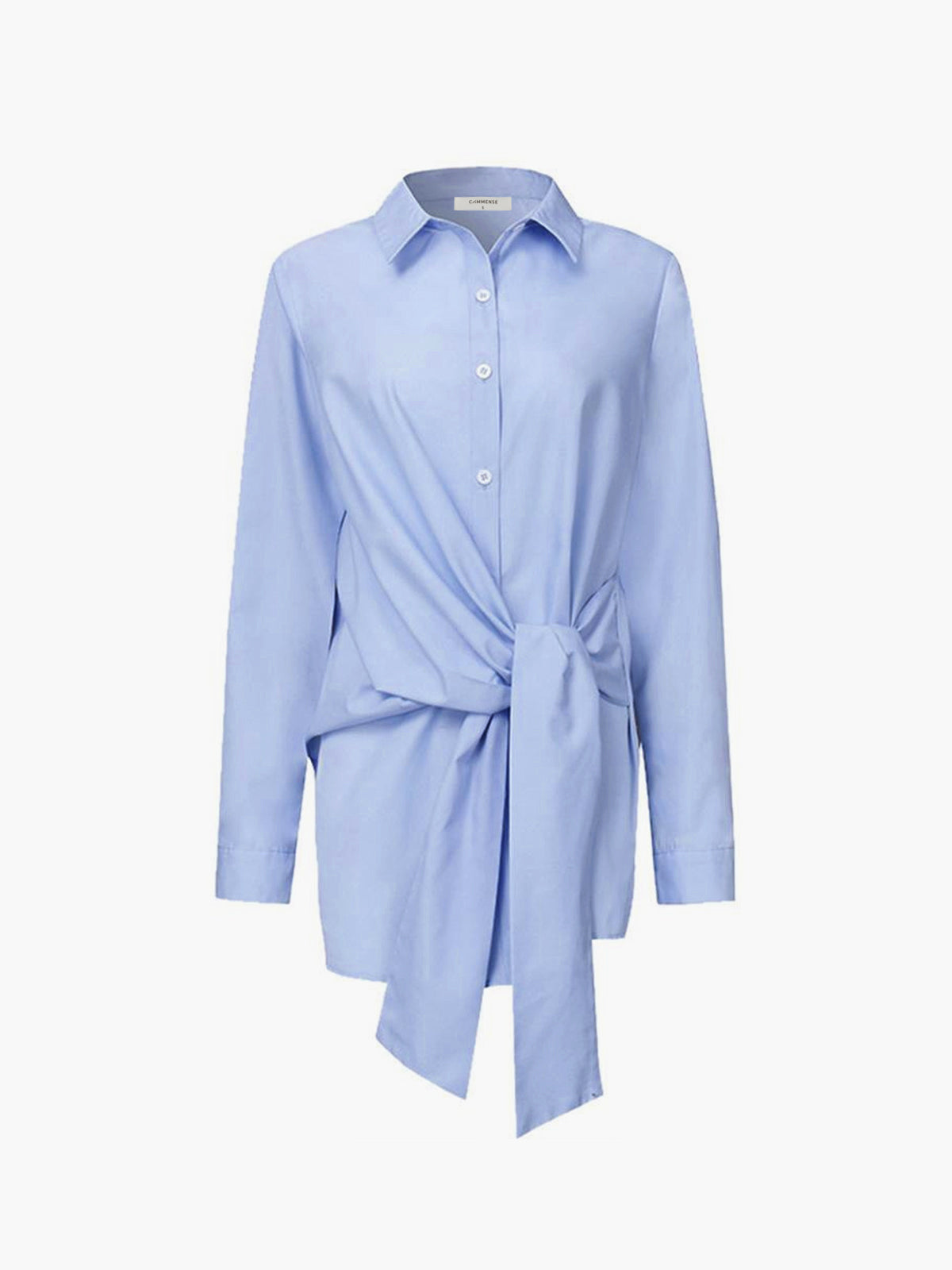 Semi-Sheer Button Down Tied Long Shirt - Calestra