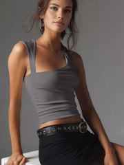 Asymmetric Neck Cut Out Tank Top - Calestra