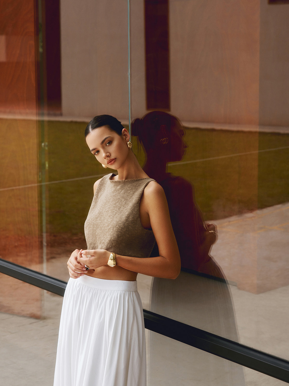 Cotton Blends Crop Tank Top - Calestra