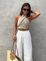 Cotton & Line Crisscross Halter Tank Top - Calestra