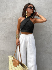 Cotton & Line Crisscross Halter Tank Top - Calestra