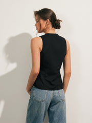 Linen Blends Button Up Tank Top - Calestra