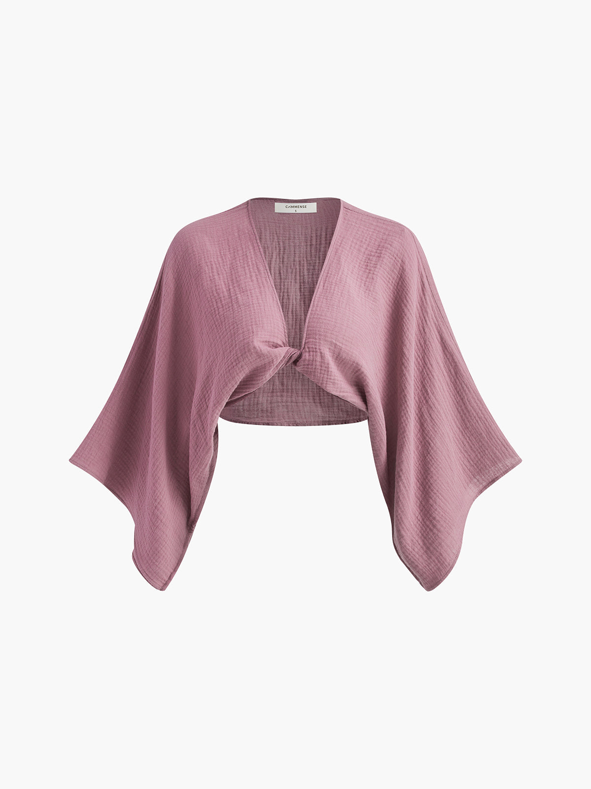 Tie-Front Long Sleeve Cropped Blouse - Calestra