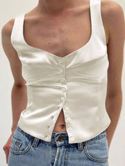 Casual Button-Front Strappy Top - Calestra