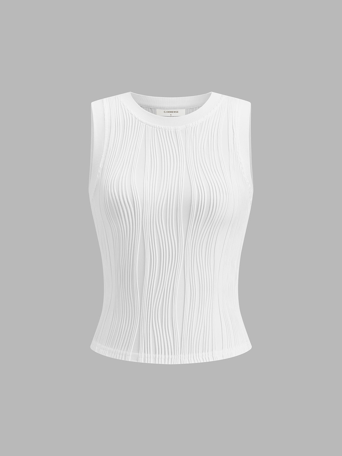 Solid Wavy Textured Tank Top - Calestra