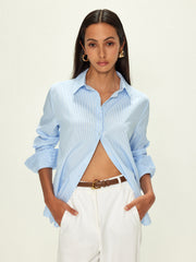 Lapel Pinstripe Versatile Shirt - Calestra
