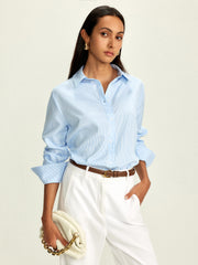Lapel Pinstripe Versatile Shirt - Calestra