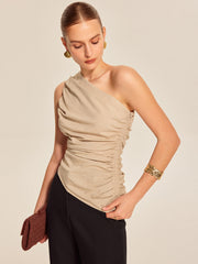 Ruched Side One-Shoulder Top - Calestra